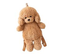 Stuffed Animal Shoulder Bag, Toy Dogs Purse, Adorable Dog Shaped Bag, Cute Realistic Pet Handbag, Soft Plush Bags for Kids Women Travel Use, Girls, White, Khaki, Brown