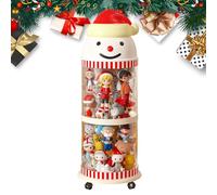 Stuffed Animal Storage - Snowman Shaped Clear Plush Display Tower | Daycare Center Storage Decor | Stuffed Animal Holder Organizer With Wheels | For Nursery, Playroom, Kids Room, Bedroom, Home