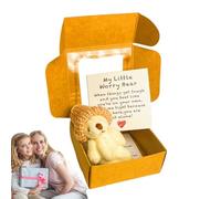 Stuffed Bear, Handmade Little Plush Bear in Box, 3.35x1.57 Inches, Soft Cute Pet Buddy with Inspirational Card, Positive Gift Decor for Bedside, Desk, Emotional Reminder