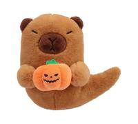 Stuffed Capybara - Collectible Plush Doll Holding Pumpkin, 7.4 Inches Ghost Soft Stuffed Capybara Toy For Kids | Adults Boys Home Living Room Bedroom Playroom Classroom Nursery Travel Car Seat