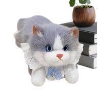 Stuffed Cat Animal - Soft Cuddle Kitten, Realistic Long Hair Plush Cat with Meowing Sound, Bow Design | Soft Stuffed Doll for Kids Adults, Bedroom Divano Travel, Gift | Plush Animal Kitten