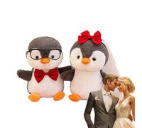 Stuffed Penguin Plush Desk Bride Groom Doll Decor Set of 2, Soft Penguin Stuffed Animal Plush Toys with Hat, for Kid Boys and Girls, Cute Desk Decoration for Home, Office, and Pa