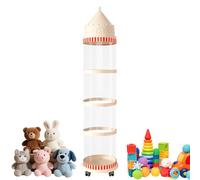 Stuffed Storage Tube, Transparent Doll Organizer, 50x11.81 inches, Aesthetic Solution Castle Design, Dustproof Animal Storage, Toy Holder for Bedroom Nursery Living Room Playroom Garage Balcony Dorm