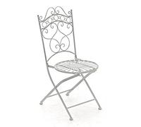 CLP Sedia Giardino Indra in Ferro Lavorato A Mano I Sedia Esterno Rustica E Shabby I Sedia Balcone Resistente ad Agenti Atmosferici, Colore:Antico Bianco