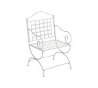 CLP Sedia Giardino Lotta in Ferro I Sedia Balcone Stile Rustico Nostalgico Decorativo I Sedia Outdoor con Braccioli, Colore:Antico Bianco
