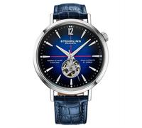 Stuhrling 1021 02 Quasar Scheletro Automatico Blu Pelle Cinturino Uomo Orologio