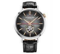 Stuhrling 1021 03 Quasar Scheletro Automatico Nero Pelle Cinturino Uomo Orologio