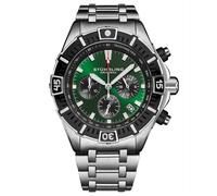 Stuhrling 1022 05 Stellar Orologio Cronografo Data Verde Da Uomo 44mm