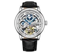 Stuhrling 3917 1 Legacy Automatico Skeleton Dual Time Am/Pm Pelle Uomo Orologio