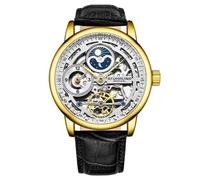 Stuhrling 3917 2 Legacy Automatico Skeleton Dual Time Am/Pm Pelle Uomo Orologio
