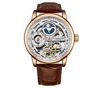 Stuhrling 3917 3 Legacy Automatico Skeleton Dual Time Am/Pm Pelle Uomo Orologio