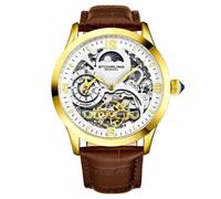 Stuhrling 3921 3 Legacy Automatico Skeleton Dual Time pelle Marrone Da Orologio