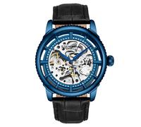 Stührling Originale orologio automatico da uomo, quadrante scheletro con cinturino in pelle, serie 3933 (Blue)