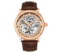Stuhrling 3933 4 Winchester Automatico Skeleton pelle Marrone Cinturino Da Watch
