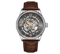 Stuhrling 3947 3 Automatico Skeleton Cinturino IN Pelle Marrone Orologio da Uomo