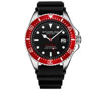 Stuhrling 3950R 3 Aquadiver Quarzo Data Cinturino Nero IN Gomma Orologio da Uomo