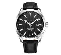 Stuhrling 3953L 1 Symphony Quarzo Data Nero Cinturino IN Pelle Orologio da Uomo