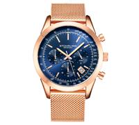 Stuhrling 3975 8 Preston Monaco Quarzo Data Cronografo Rosa Tono Uomo Orologio