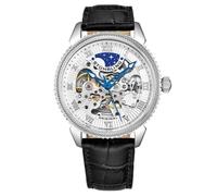 Stuhrling 3983 1 Automatico Skeleton Nero Cinturino IN Pelle Orologio da Uomo