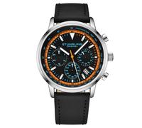 Stuhrling 3986L 3 Muscle Movimento Quarzo Cronografo Nero Pelle Orologio da Uomo