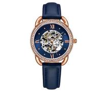 Stuhrling 3991 2 Automatico Skeleton Cristallo Accented Blu Pelle Donna Orologio