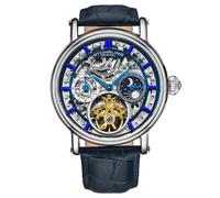 Stuhrling 4000 1 Legacy Automatico Dual Time Scheletro Am/Pm Pelle Da Orologio