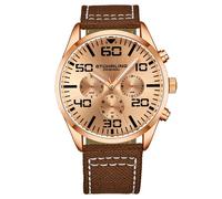 Stuhrling 4001 5 Cronografo Al Quarzo Marrone Cinturino Nylon Orologio da Uomo