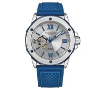 Stuhrling 4056 2 Edoardiano Automatico Classico Blu Gomma Cinturino Da Orologio