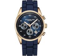 Stuhrling 4057 3 Quarzo Data Cronografo Silicone Blu Cinturino Orologio da Uomo