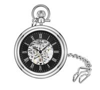 Stuhrling 6053 33114 Vintage Acciaio Inox Meccanico Nero da Uomo Orologio Tasca