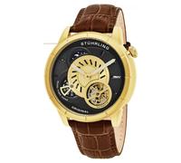 Stuhrling 686 02 Tesla Dual Time Cuore Aperto Automatico pelle Marrone Da Watch