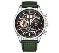 Stuhrling 923 02 Ace Aviatore Quarzo Data Cronografo Scheletro Pelle Da Orologio