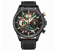 Stuhrling 923 04 Ace Aviatore Quarzo Data Cronografo Scheletro Pelle Da Orologio