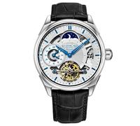Stuhrling 943A 01 Dual Time Am Pm Automatico Skeleton Nero Pelle Uomo Orologio