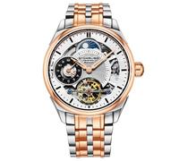 Stuhrling 943B 03 Dual Time Am Pm Automatico Skeleton Acciaio da Uomo Orologio