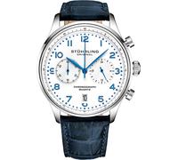 Stuhrling Original 4012 1 Quarzo Data Cronografo Blu Orologio Da Uomo IN Pelle