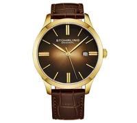 Stuhrling Original 4014 2 Cuvette II Quarzo Data Marrone Uomo Cinturino Pelle