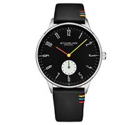 Stuhrling Original 4026 1 Romania Quarzo Nero Pelle Data Orologio da Uomo