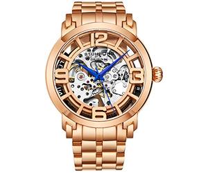 Stuhrling Original Orologi scheletro per uomo Orologio automatico da uomo a carica automatica da uomo Orologio meccanico da uomo Winchester 44 Elite Watch per uomo, Rosaoro., Orologio meccanico