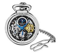 Stührling Orologio da tasca automatico da uomo Original, orologio da tasca a carica automatica con catena in acciaio inossidabile, sole/luna