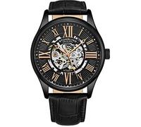 Stuhrling Orologio meccanico da uomo con scheletro a carica automatica con cinturino in pelle di alta qualita