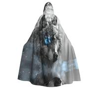stujvc Blue Eyes Wolf - Mantello lungo con cappuccio, mantello per costume di Halloween, cosplay, unisex, con cappuccio
