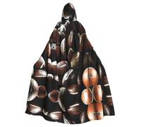 stujvc Mucchio di palloni da calcio con cappuccio mantello lungo, mantello per costume di Halloween Cosplay mantello, unisex lunghezza con cappuccio mantello