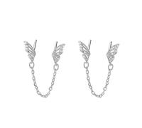 Stullino huggie a doppio piercing a doppio piercing a farfalla simpatica con antenatura in argento sterling in argento sterling per donne cartilagine a due buchi penzolando goccia ipoallergenica