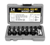 Stuma Da Impatto Azionamento 1/2 Pollici Set 14 Bit Guida Esagonale 1/2 Pollice Tasto Allen Nel Caso 3-24 Mm Esadecimale