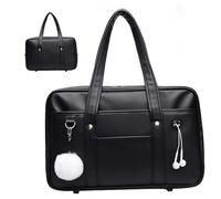 Stume a tracolla per scuola, borsa per la scuola giapponese, borsa giapponese con multi tascatura, borsetta scolastica con foro per cavi per cuffie, borsa a tracolla con cerniera per laptop uniforme