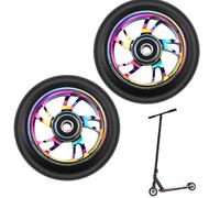 Stunt, ruote di ricambio per scooter, 100 mm, 2 pezzi, ruote di ricambio con Abec-9, durezza 88a, cuscinetti per scooter, compatibili con monopattino acrobazie (nero arcobaleno)