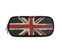 STUOARTE Astuccio grande per matite, grande capacità, astuccio portapenne con cerniera, organizer estetico per cancelleria per bambini e scuola, Union Jack - Marrone e Rosso, Taglia unica, Union Jack