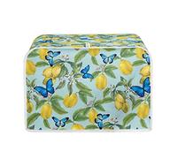 STUOARTE Copertura per tostapane con farfalla al limone, 2 fette di larghezza, verde, resistente all'acqua, panno in spandex e lino imitazione