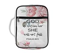 STUOARTE Custodia per bibbia con versi floreali, con scritta in lingua inglese "God is within her,she will not fall", custodia per libri e scritture, per donne e ragazze, borsa protettiva con manico